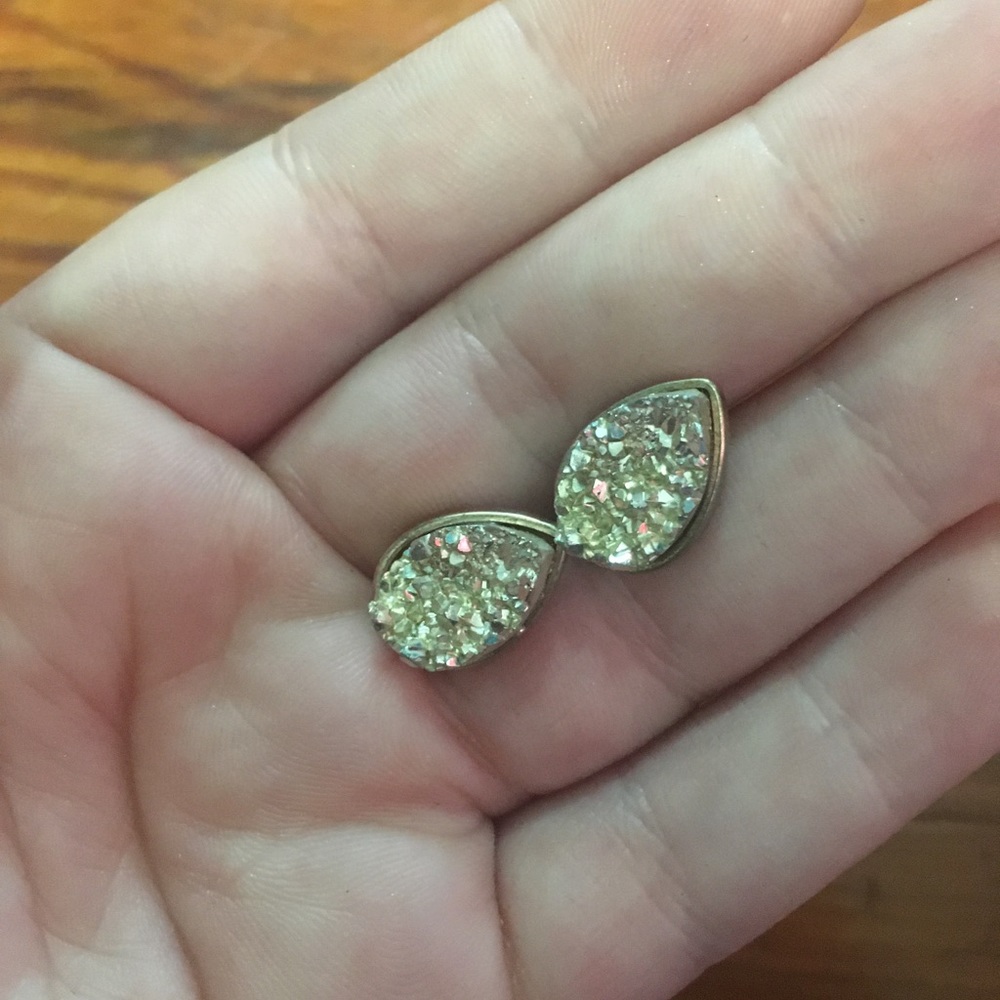 Earthbound Gold Stone/Crystal Stud Earrings